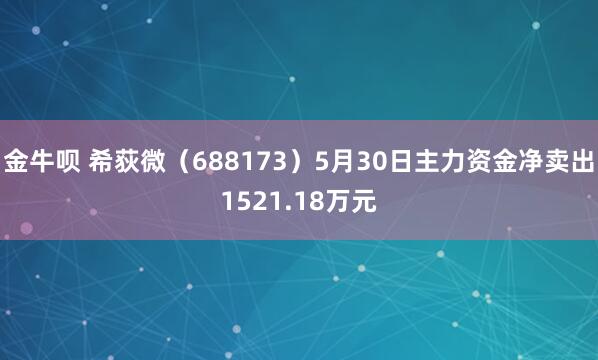 金牛呗 希荻微（688173）5月30日主力资金净卖出1521.18万元
