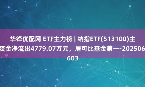 华锋优配网 ETF主力榜 | 纳指ETF(513100)主力资金净流出4779.07万元，居可比基金第一-20250603